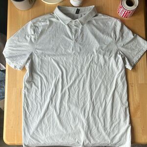 LULULEMON Striped White Grey Golf Performance Polo XL